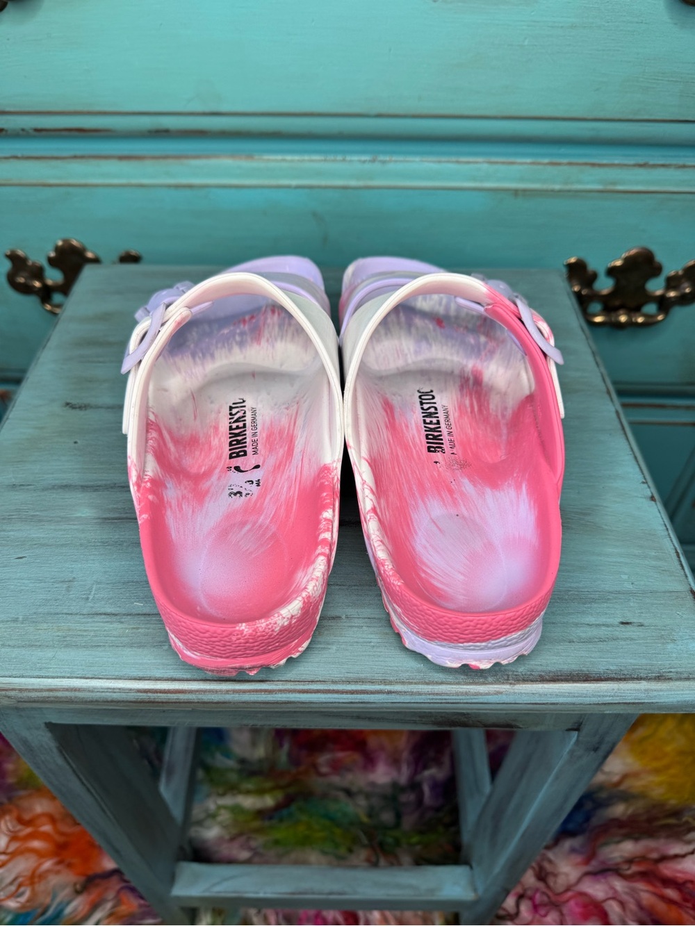 Birkenstock Two-Strap Sandals - Lavender, Pink & White - Picture 3 of 5